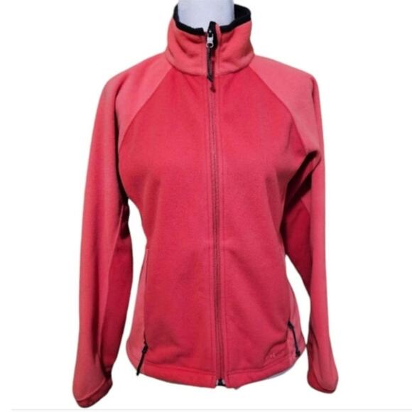 L.L. Bean Jacket Coral Polartec Weather Channel Pockets Women's Size Small - Picture 1 of 8